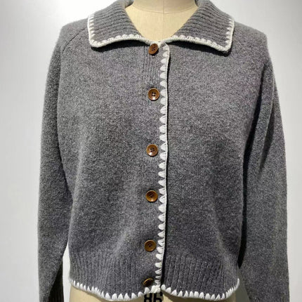 Retro Lapels Hand Crocheting Knitted Cardigan Jacket