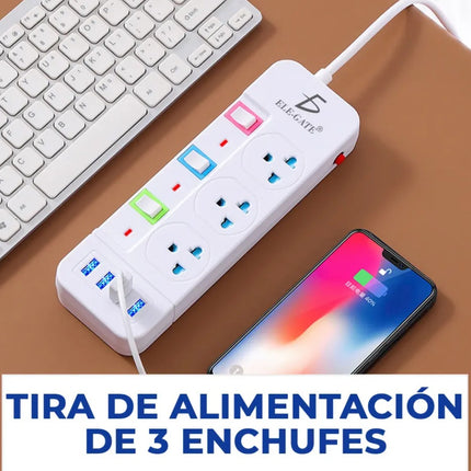 Desktop Power Strip With 3 Outlets 4 USB Charging