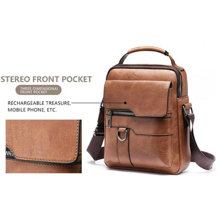 Retro Style Vertical Sloping Backpack, Fashionable Brown Single Shoulder Backpack, Multiple Compartments, Adjustable Shoulder Strap, Business Casual, Durable Cloth Bag Small Sloping Backpack, Glowing