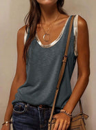 Block Edge Decor Casual Tank Top