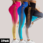 3 Pack Women's Gradient Color Butterfly Hollow High Waist Butt Lifting Long Fitness Pants, Seamless Leggings For Women High Waist Yoga Pants, Scrunch Butt Lifting Elastic Tights