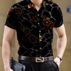 Short Sleeve G Gold Silk Red