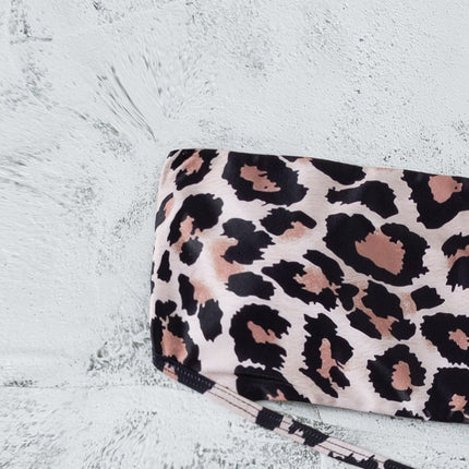 Leopard Print Bikini Bandeau Split Swimsuit