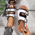 Women's Round Head Soft Bottom Double Buckle One-word Outer Wear Beach Slippers