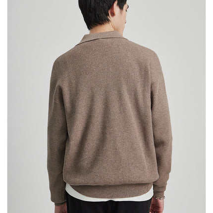 Lapel Sweater Men's Autumn Anti-Pilling V-neck Long Sleeve Top
