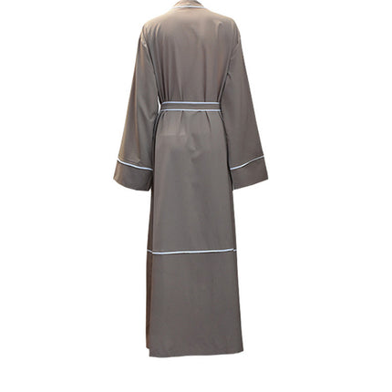 Contrast Striped Cardigan Muslim Robe
