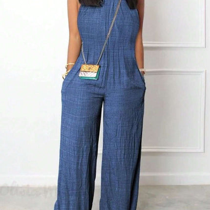 Sleeveless Halter Ruffled Young Women's Jumpsuit