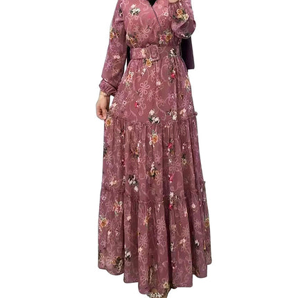 Women's New Flower Turtleneck Dress Fashion Commuter Muslim Dress