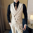 Slim Double-breasted Closure Collar Vest Pants Suit
