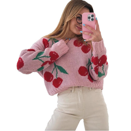 Jacquard Casual Loose Long Sleeve Knitwear