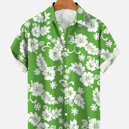 Summer Flower Pattern Seaside Men's Clothing Print Shirt