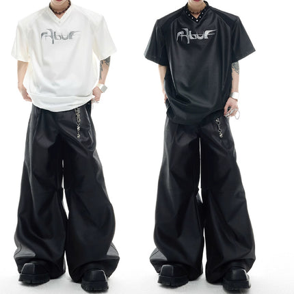 Niche Streamer Texture Deconstruction Split Stitching Short Sleeve