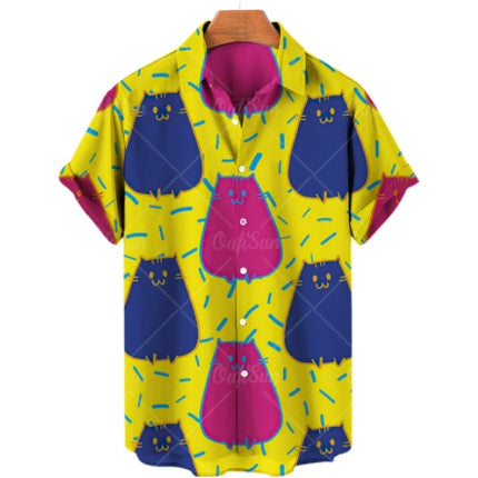 3D Printed Cat Hawaiian Shirt