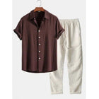 Men's Casual Loose Short Sleeve Shirt Casual Pants Suit