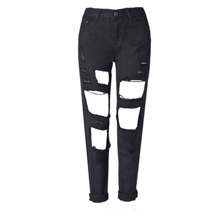 Ripped Jeans High Waist Women Ripped Hole Knee Skinny Pants