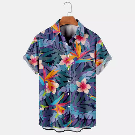Summer Flower Pattern Seaside Men's Clothing Print Shirt