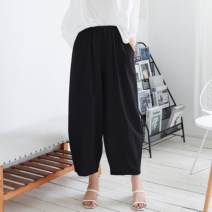 Summer Cotton And Linen Lantern Large Size Loose Trousers Women Leisure Pants Fat Trousers