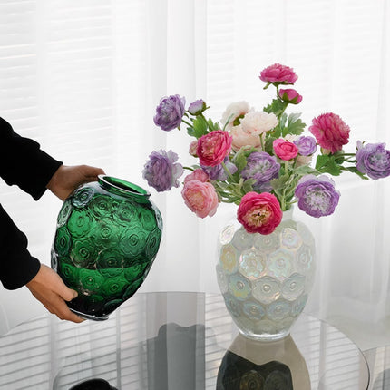 Embossed Crystal Glass Silver Lotus Vase