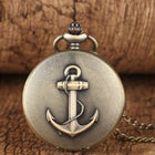 Retro Bronze Boat Anchor Pattern Roman Literal Quartz Large Pocket Watch