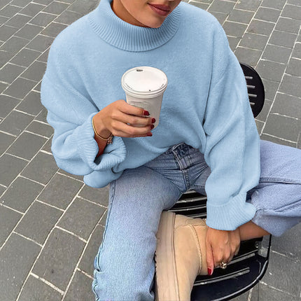 Casual Woolen Solid Color Long-sleeved Sweater