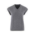 Women's V-neck Twisted Solid Color Top Sweater