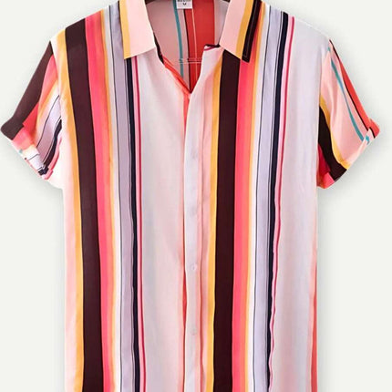 Hawaiian Printing Lapel Short Sleeve Shirt