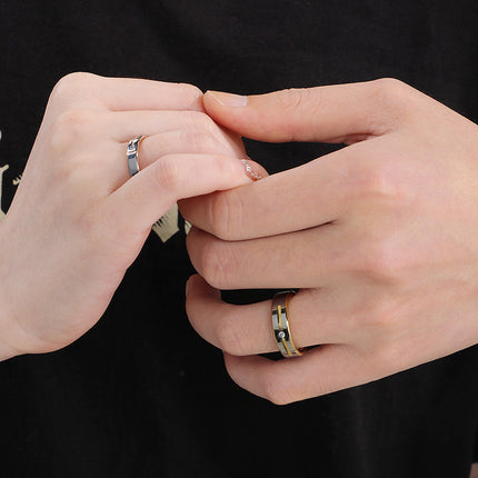 Personality Simple Inlaid Fashion Tungsten Steel Men's And Women's Rings Couple Rings