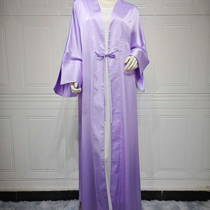 Middle East Muslim Robe Fashion Satin Soft Dress