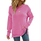 Twist Strip Split Long Sleeve Loose Sweatshirt Sweater