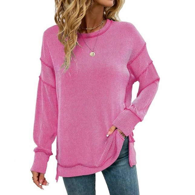 Twist Strip Split Long Sleeve Loose Sweatshirt Sweater