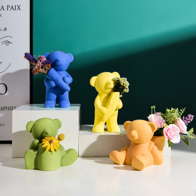 Creative Ceramic Small Vase Decoration Light Luxury Violent Bear TV Cabinet Decoration