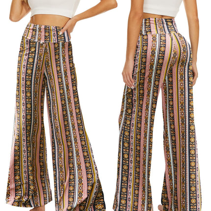 Wide-leg Pants - Skirt Printed With Pink Vintage Flowers
