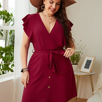 Summer Plus Size Ladies Deep V Party Dresses